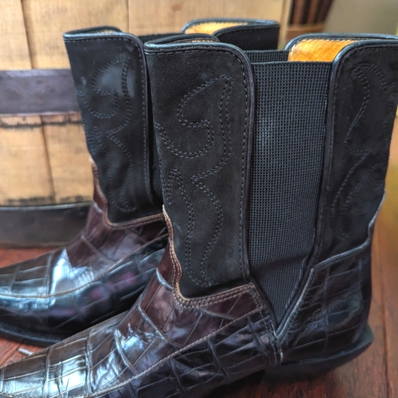Donald J Pliner Western Couture Collection Black & Brown Cowboy Boots WomenSz 6 - Picture 10 of 17